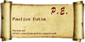 Paulics Eutim névjegykártya